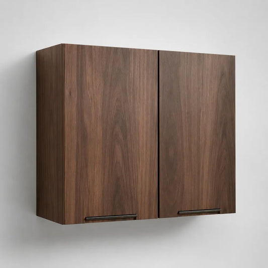 Pensile da cucina a 2 ante in truciolare melaminico effetto noce, marrone e nero, 80 × 32 × 72 cm