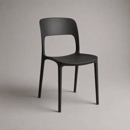 Sedia da pranzo in polipropilene nero con schienale aperto, 50 x 52 x 80 cm