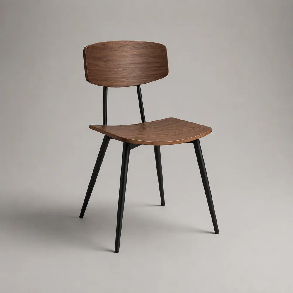 Sedia da pranzo in legno e acciaio marrone noce e nero, 48 x 52 x 78 cm